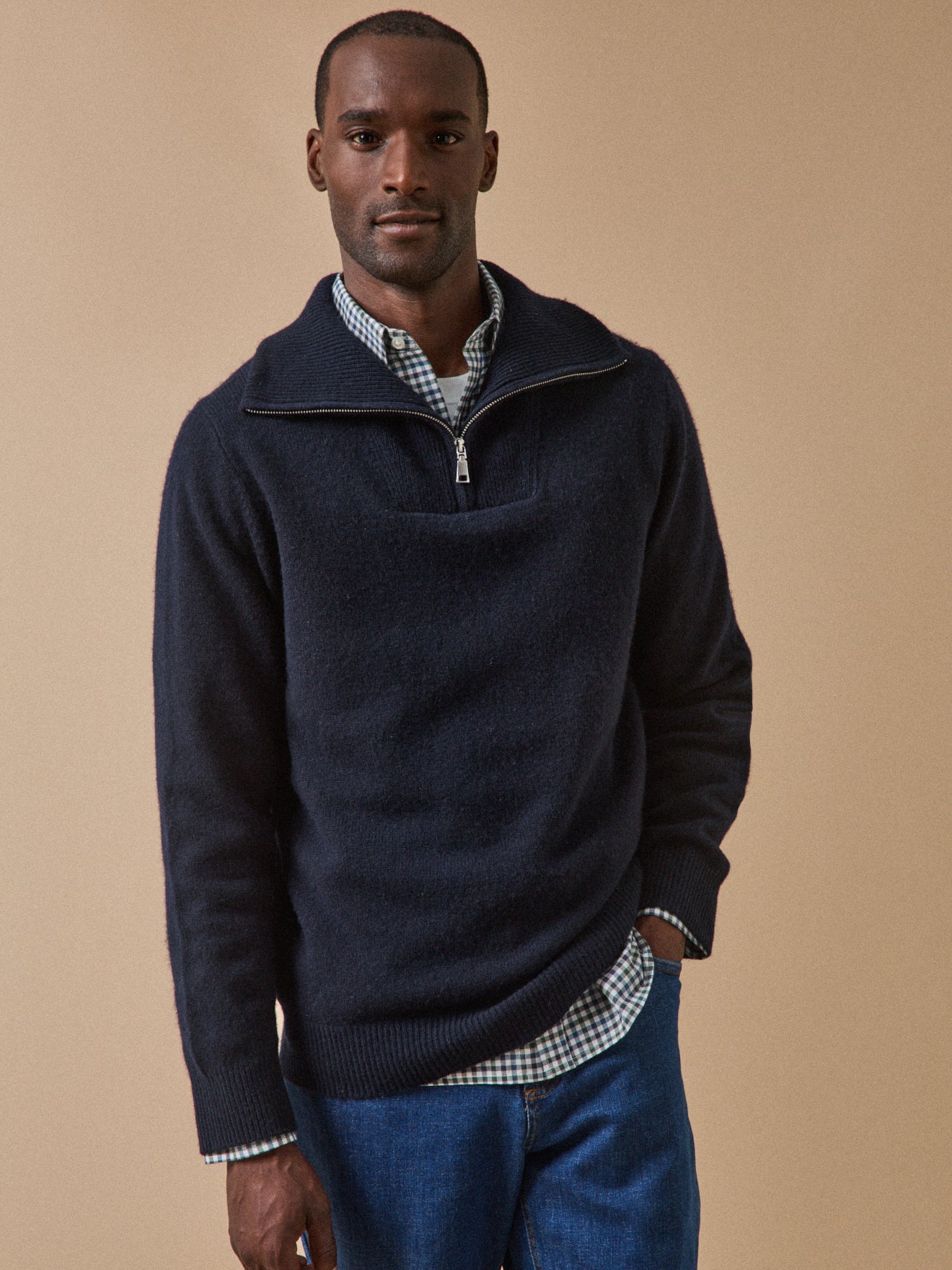Pull col camionneur zippé laine mérinos homme – Image 2